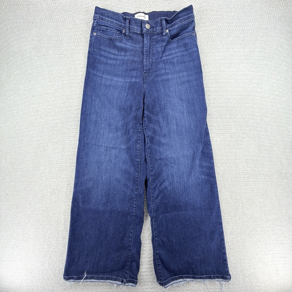 FRAME Le Palazzo Crop Jeans Womens 30 Guilty Wide Leg High Rise Blue